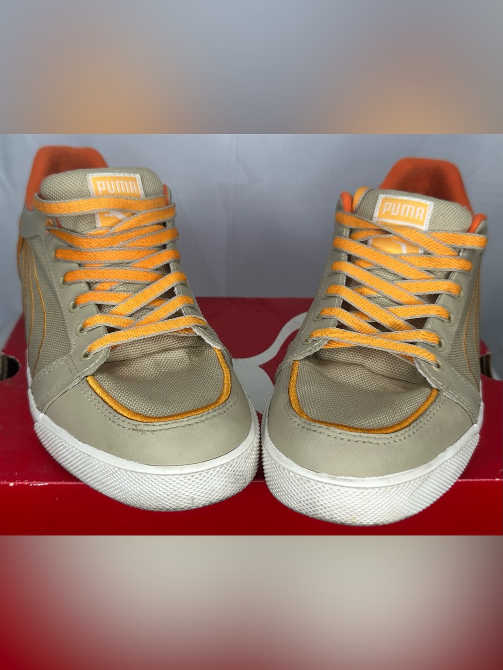 Puma Kids Beige and Orange Low-Top Sneakers